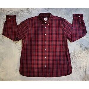 Brooks Brothers Red Fleece Button Down Shirt Red Blue Plaid Mens Size XXL
